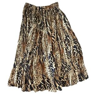 Fashion Bug Brown and Black Maxi Pleated Skirt